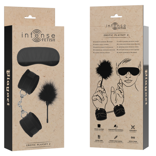 INTENSE - FETISH PLAYSET ÉROTIQUE 2 AVEC MENOTTES, MASQUE AVEUGLE ET TICKLER – Image 2